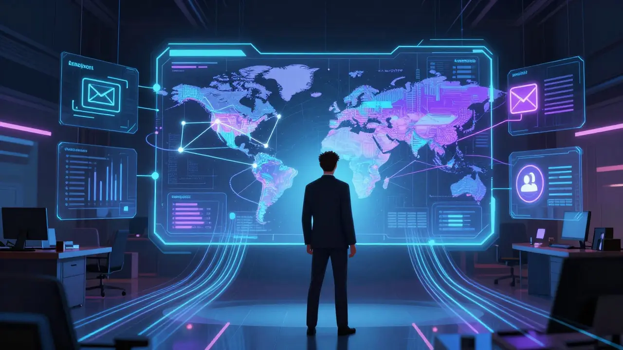 Holographic data visualization showing targeted marketing strategies for film voters