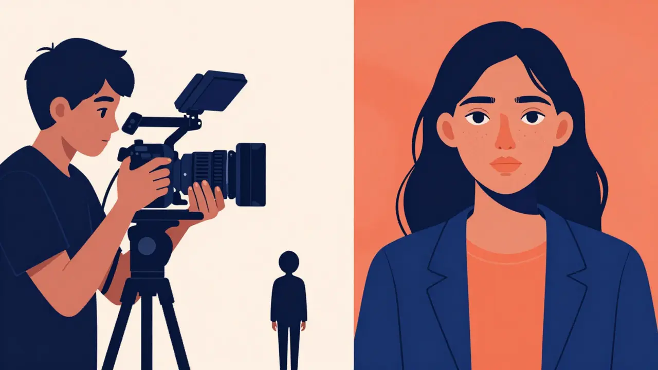 Illustration depicting the power dynamic between a filmmaker and their subject