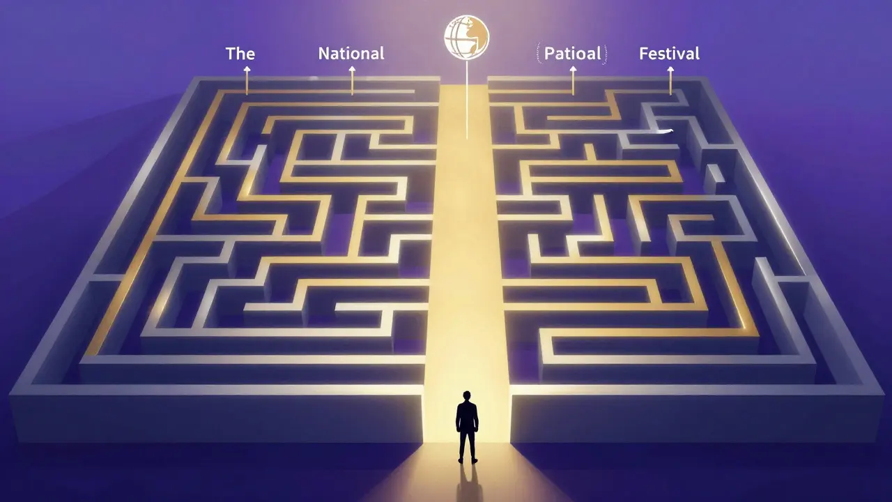 Illustration of a maze representing film premiere hierarchy and strategic choices