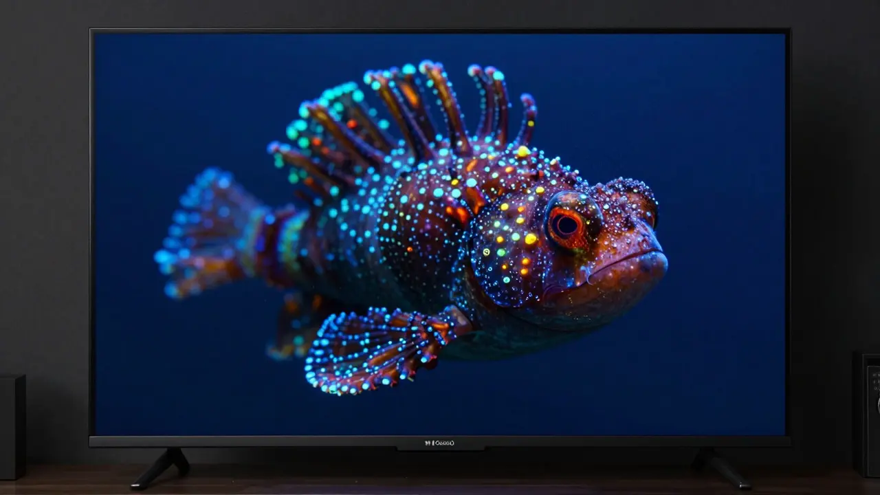 OLED TV displaying a vibrant deep-sea scene demonstrating high image quality