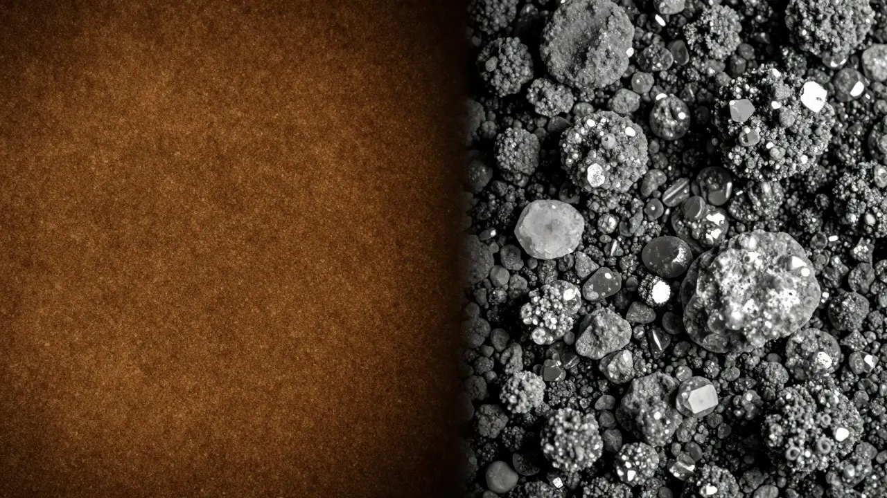 Side-by-side comparison of fine and coarse film grain particle structures