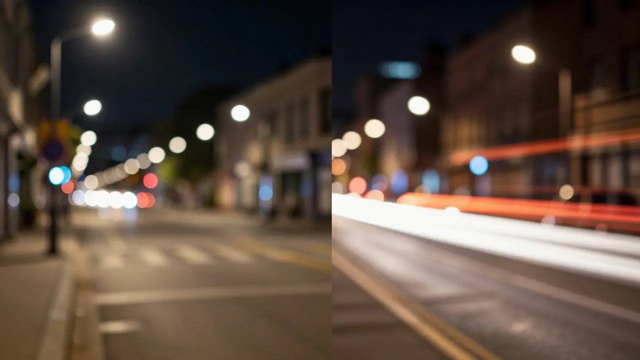 Side-by-side comparison of spherical and anamorphic bokeh effects