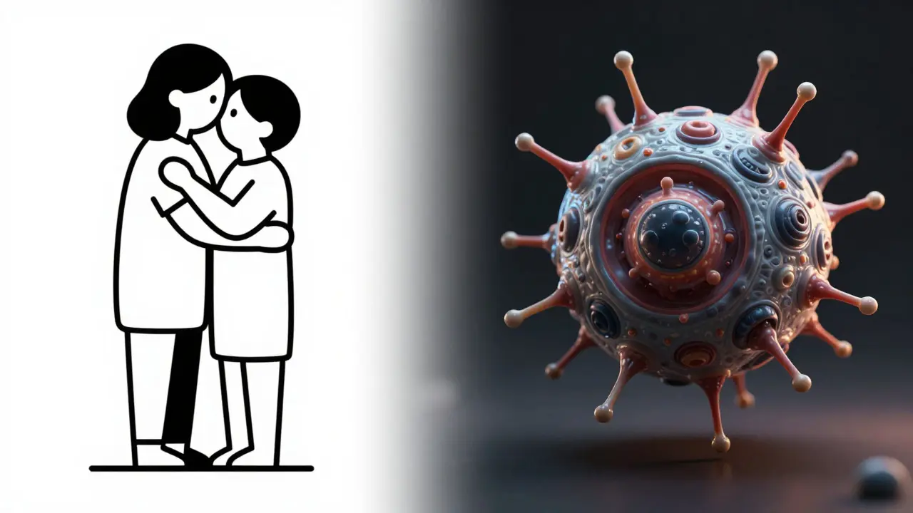 Split view showing black-and-white 2D line art next to detailed 3D volumetric rendering