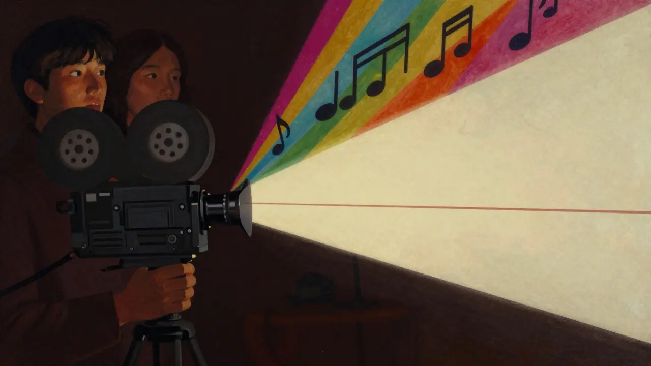 Surreal illustration of a camera projecting three distinct global cinematic styles