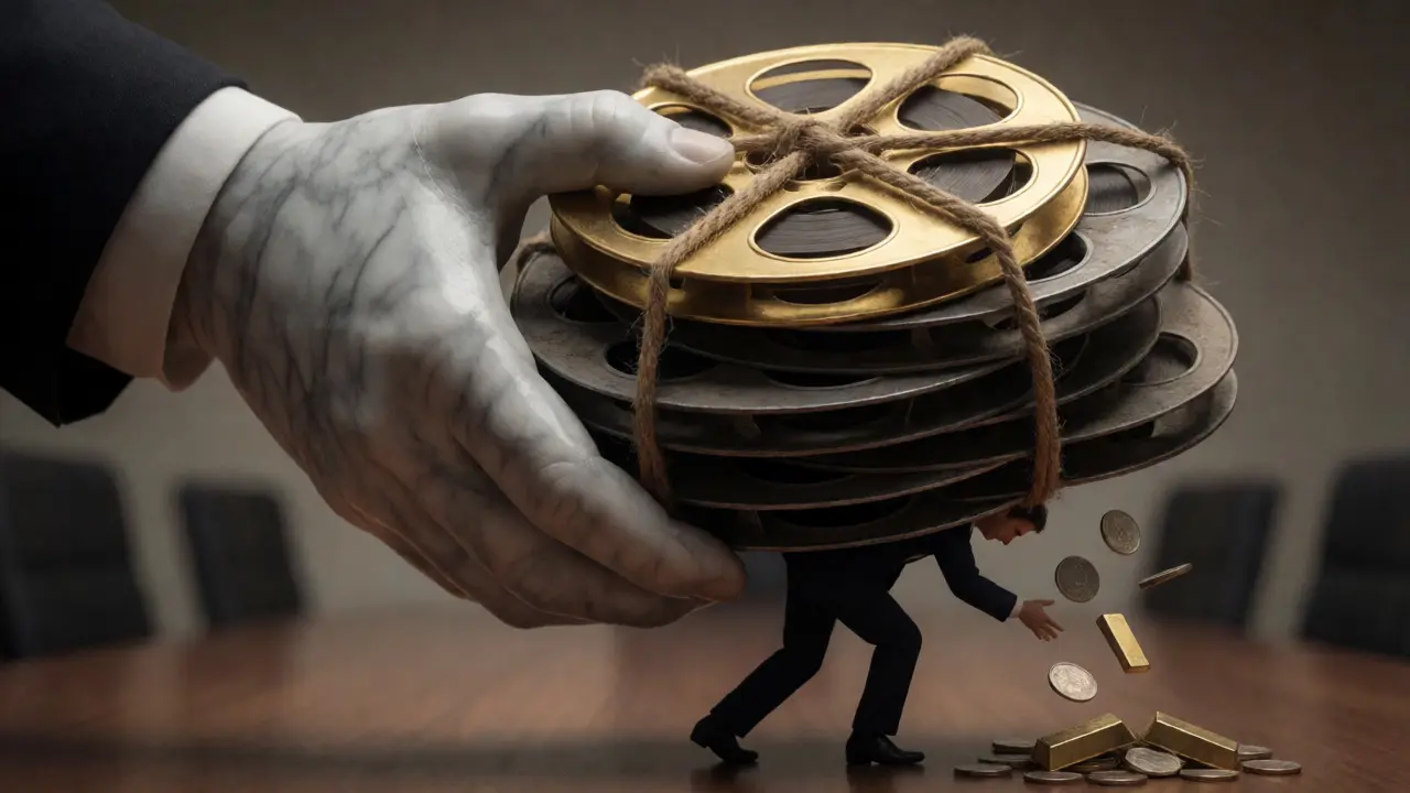 A buyer forced to accept a heavy bundle of mixed film reels