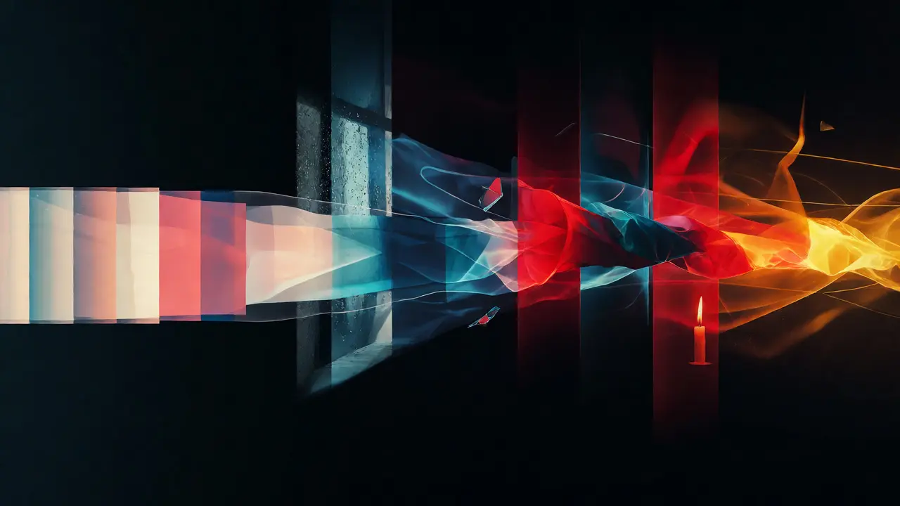 Abstract horizontal color timeline shifting from pastel to bold hues