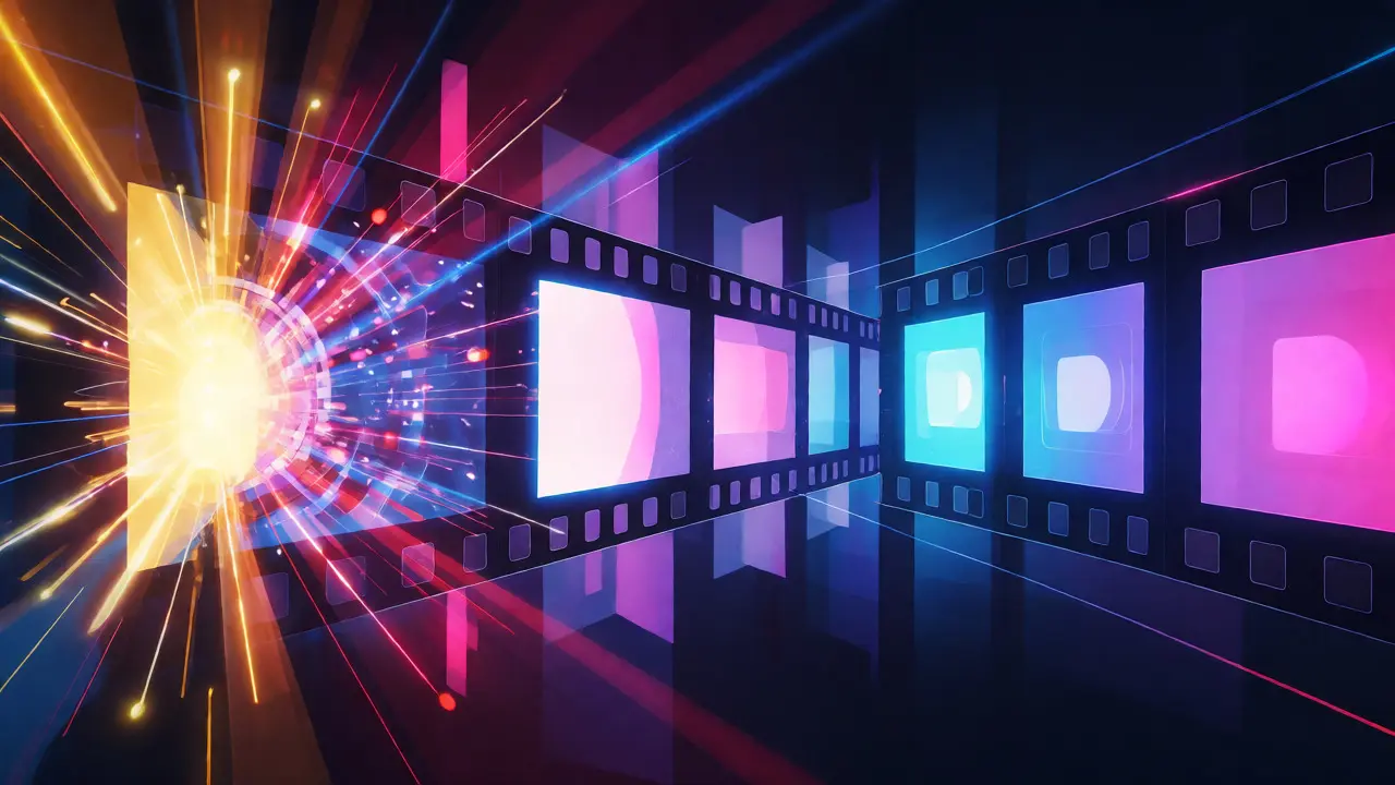 Abstract visual showing the transition from festival buzz to structured film distribution.