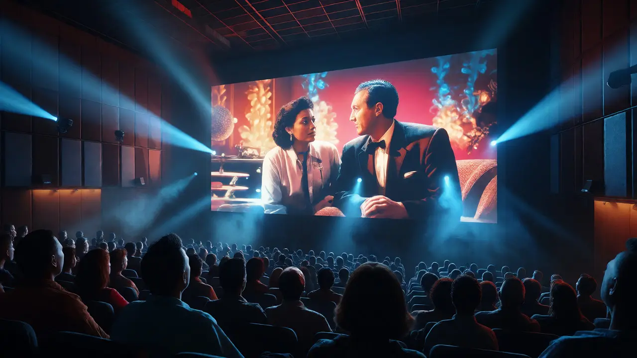 Audience watching a classic film on a giant IMAX screen