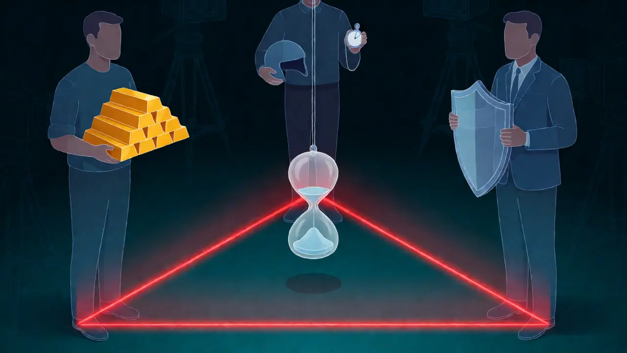 Conceptual triangle showing liability between producer, coordinator, and insurer