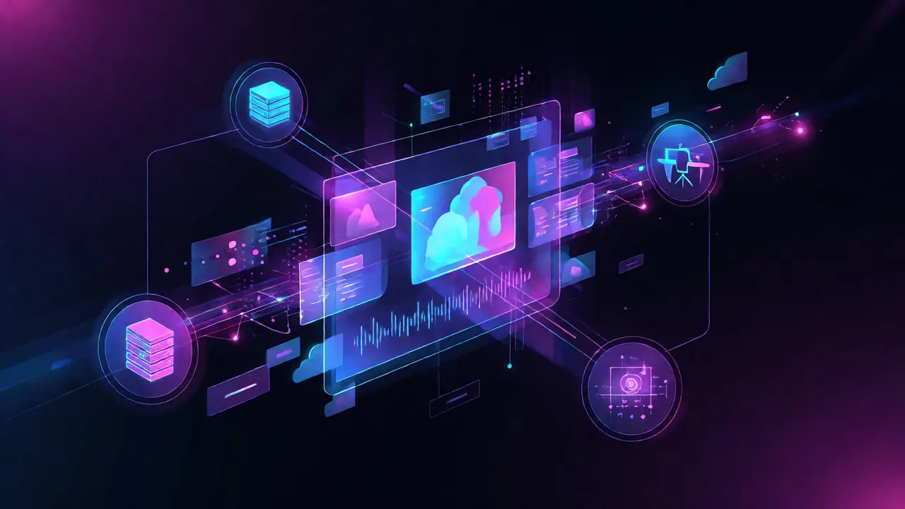 Conceptual visualization of global cloud editing connections