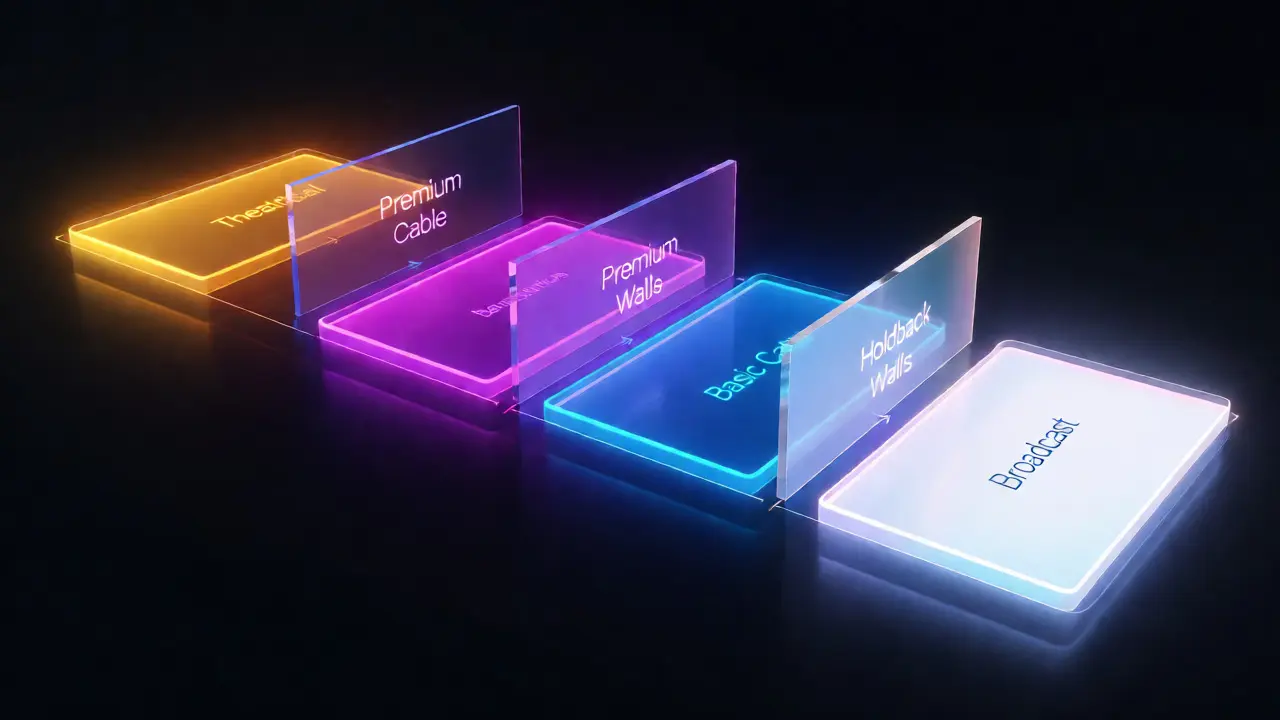 Conceptual visualization of TV licensing windows and holdbacks