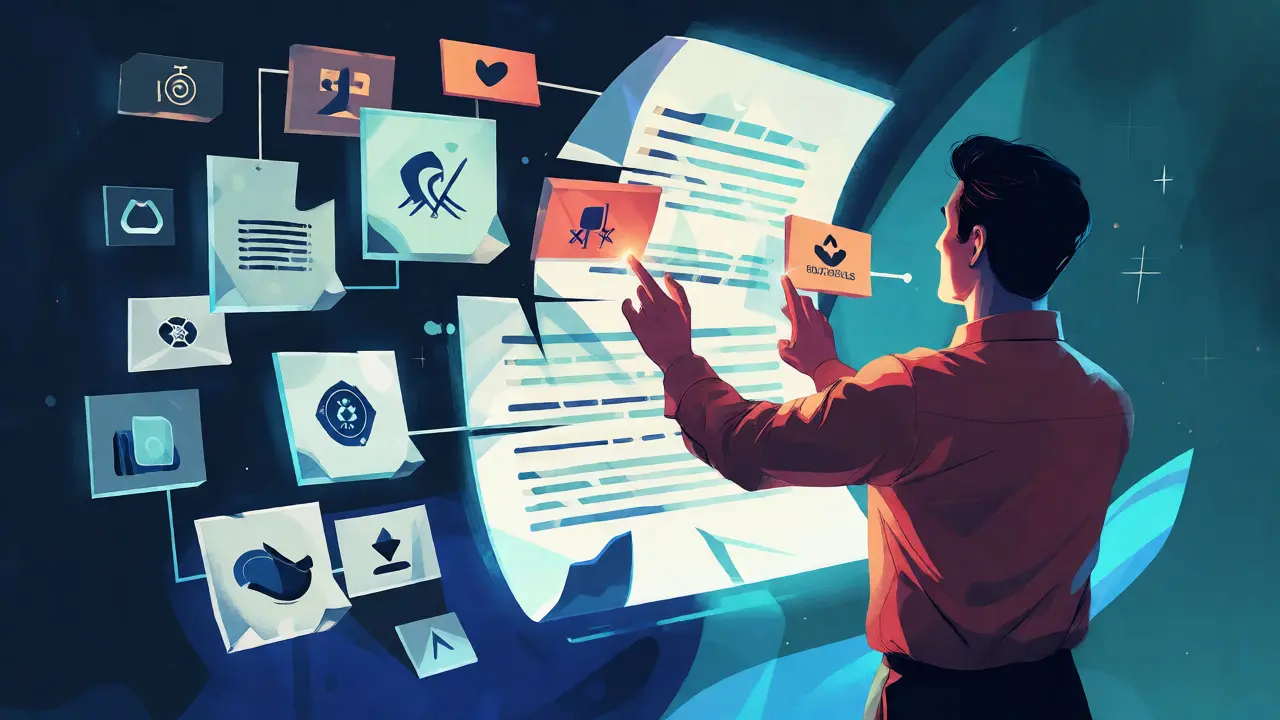 Illustration of actor analyzing floating casting breakdown elements