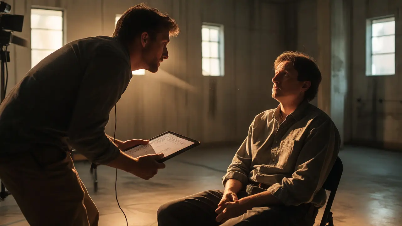 Intense adversarial interview between director and subject