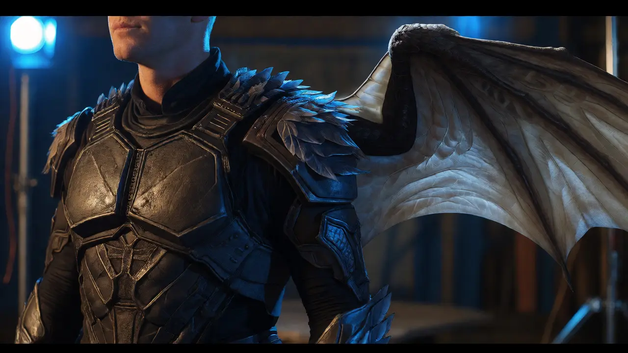 Seamless blend of practical suit and digital wings