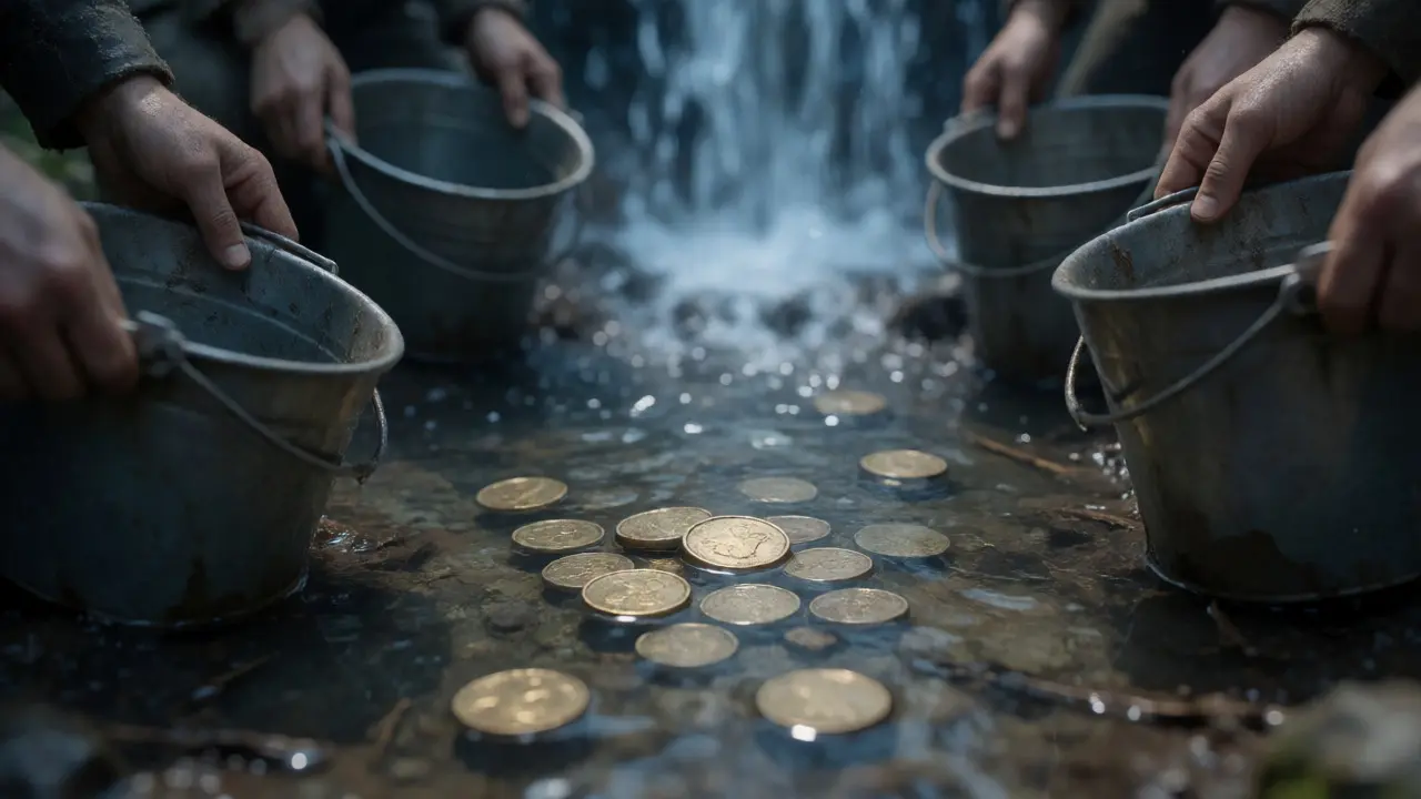 Small pool collecting few coins while investors wait