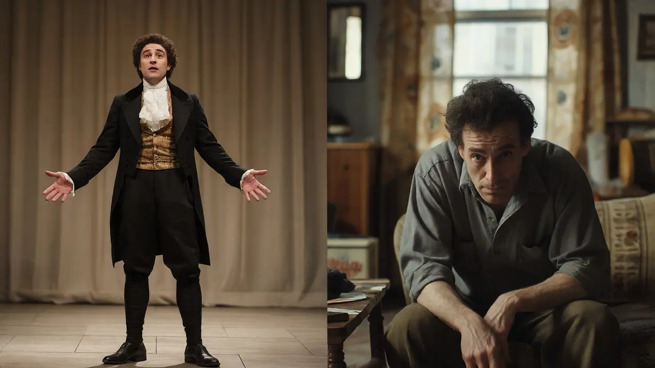 Split image comparing classical projected acting versus method internal realism.