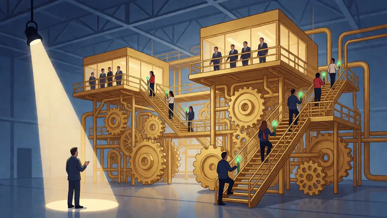 Structural inclusion depicted as a golden scaffold supporting diverse talent.