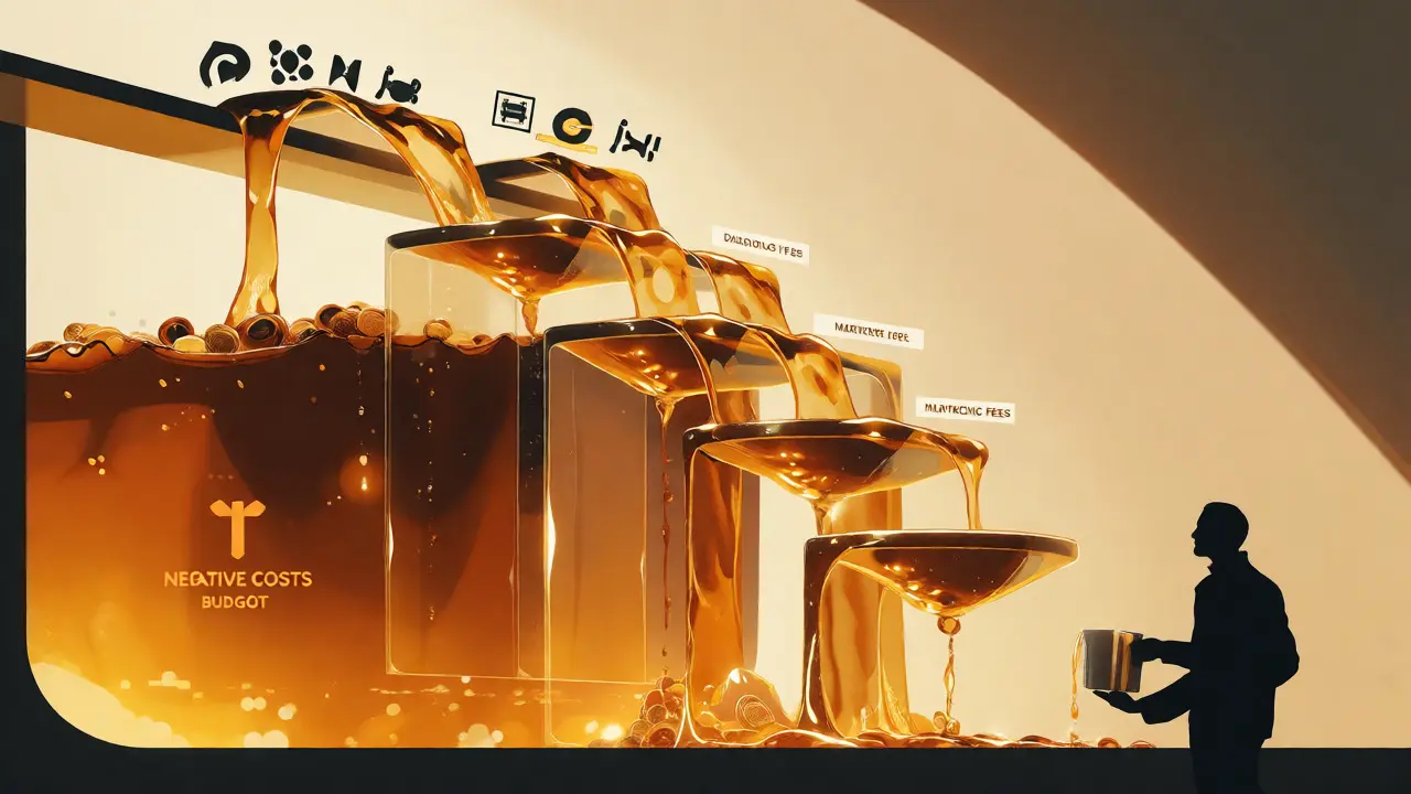 Visual metaphor of revenue waterfall showing payments prioritized for distributors