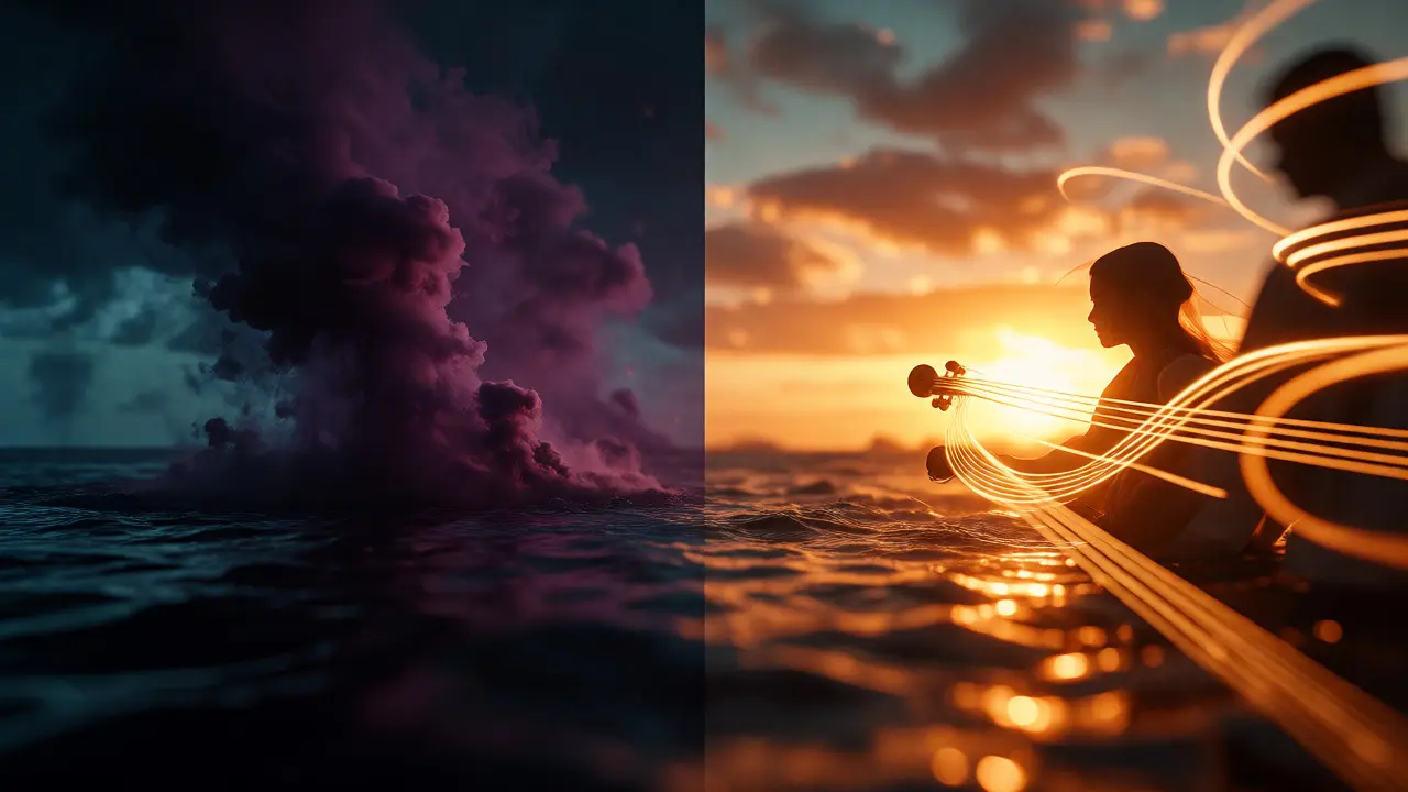 Contrasting horror and romance film aesthetics with sound visuals