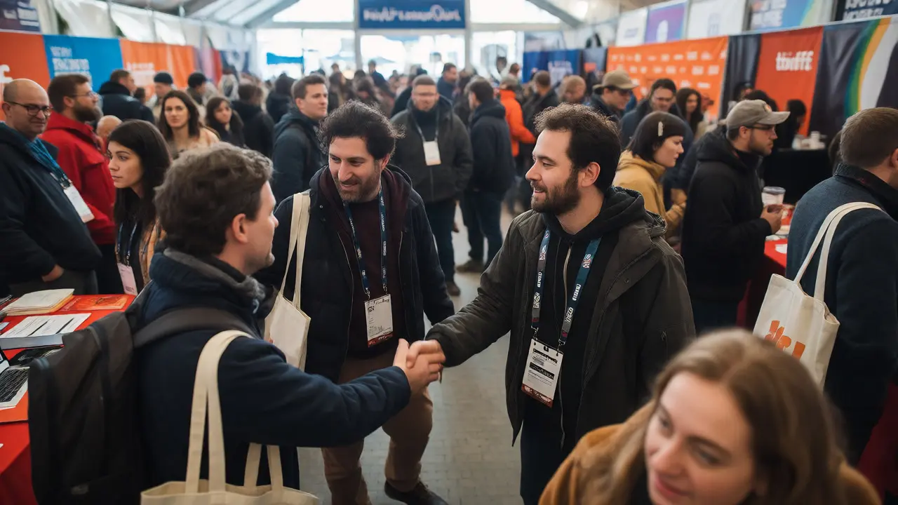 Indie filmmaker networking at film festival