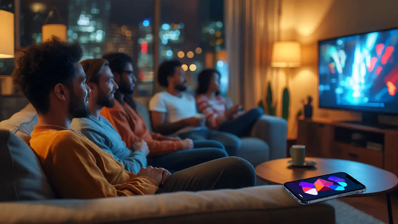 People watching movies at home on TV