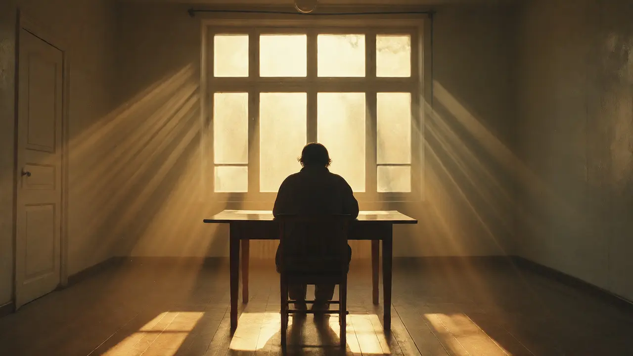 Solitary figure in a sunlit room illustrating slow cinema aesthetics